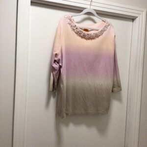Womens Ruby Rd. 3/4 sleeve multicolored ombré blouse